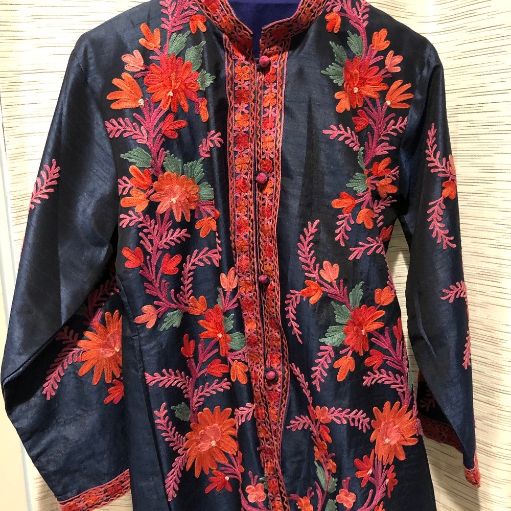Embroidered Silk Jacket Top